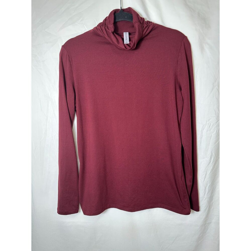 Zenana Women's Long Sleeve Cowl Neck Burgundy Colored Base Layer Top, Size M